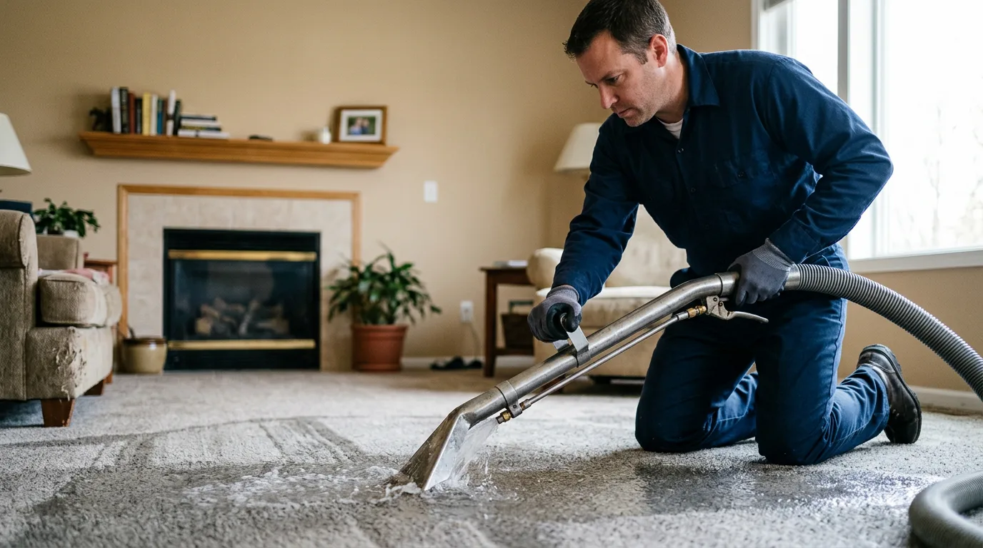 Water damage restoration technician working near Preston, OK